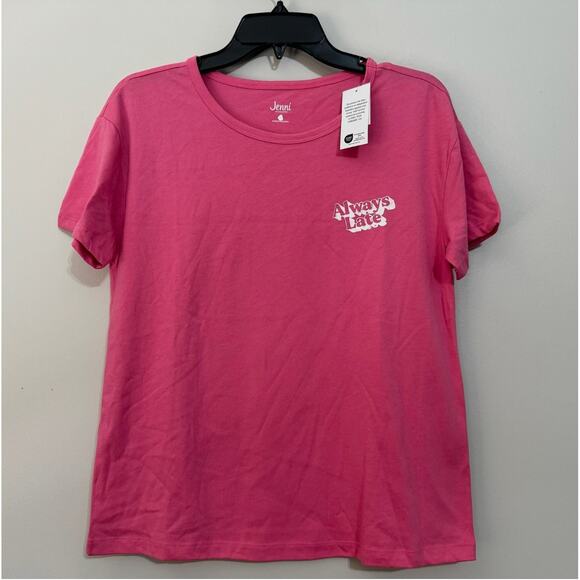 Jenni Intimates Pajama Top Womens Medium Pink ALWAYS LATE Lounge Sleep Basic - Picture 2 of 7